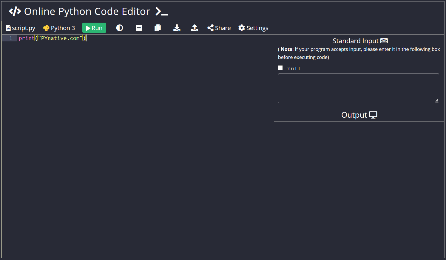Online Python Code Editor To Execute Python Code