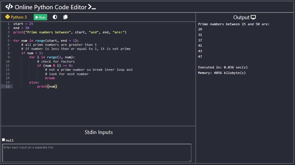 online Python Code Editor